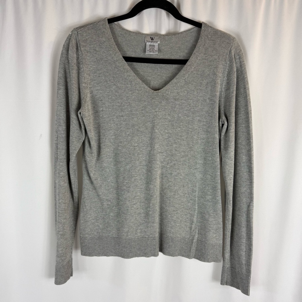 Worthington Gray V-Neck Women's Top Size: M